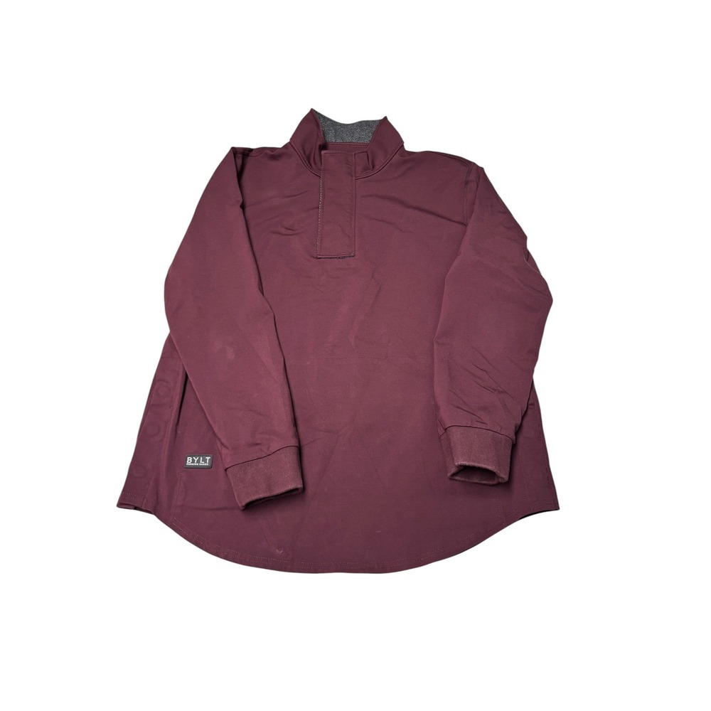 BYLT Premium Basics Elite Fairway Pullover Mens Large Burgundy Maroon Mock Neck